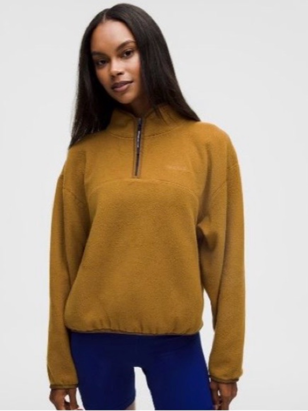lululemon Tumbled Fleece Half. Zip Jacket Melrose Tan/Alpine Wood/True Navy Med